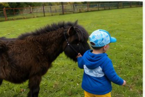 Enfant rencontrant un mini poney